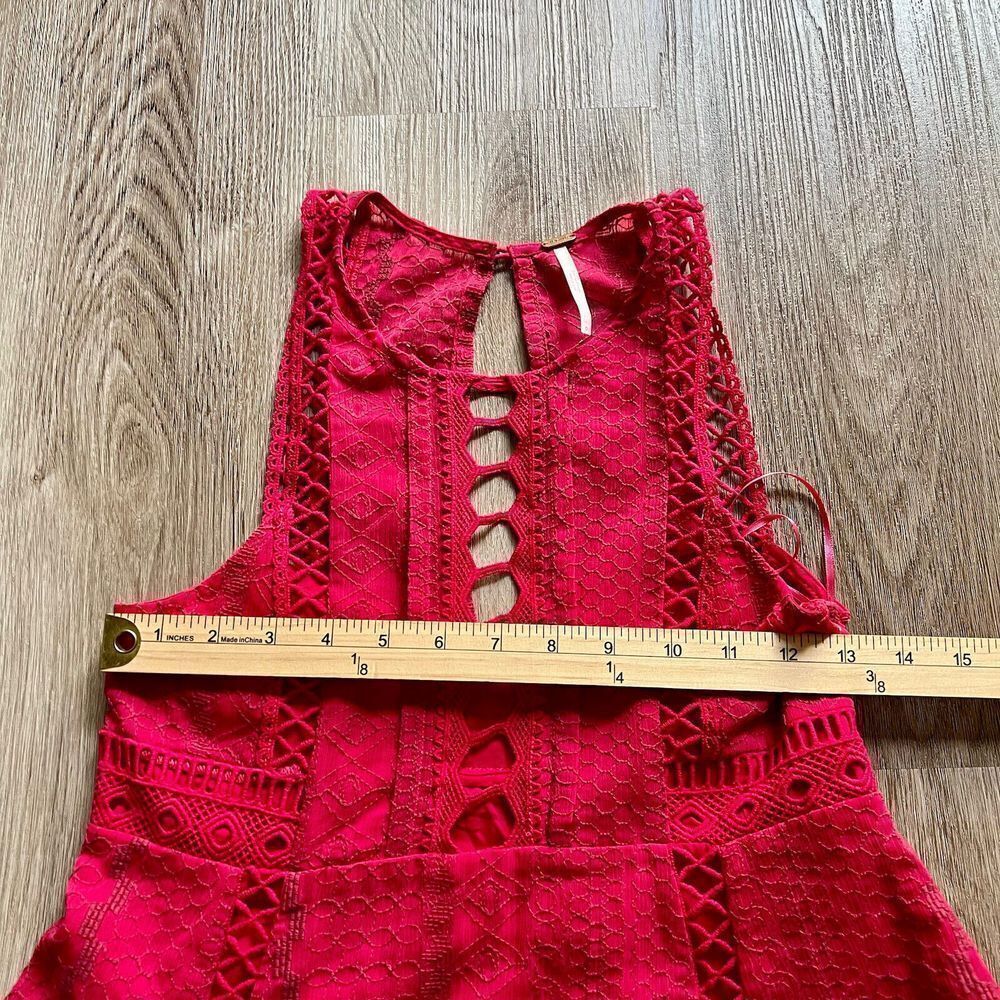 Free People Pink Rose Women's Size 0 Wherever You Go Crocheted Mini Dress Pocket - Picture 3 of 10
